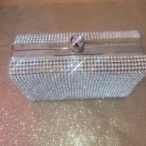 FREE WITH PURCHASE Silver rhinestone clutch